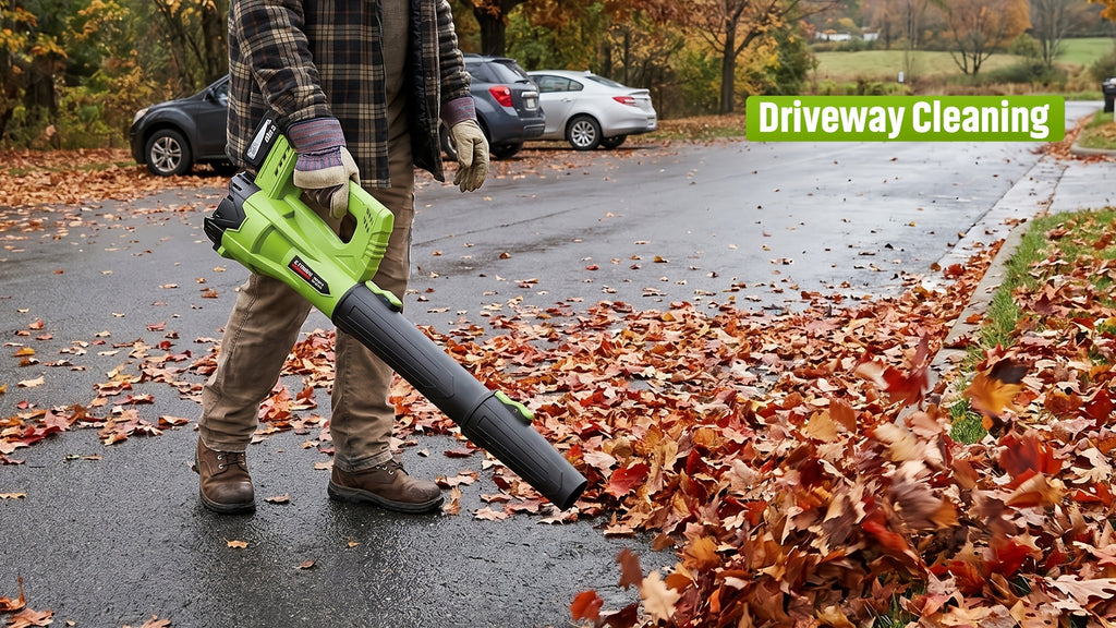Extension Nozzle Leaf Blower with Non-Slip Handle, Green 4000mAh or Yellow 2000mAh One- and Two-Battery Options for Outdoor Leaf Cleanup and Yard Maintenance