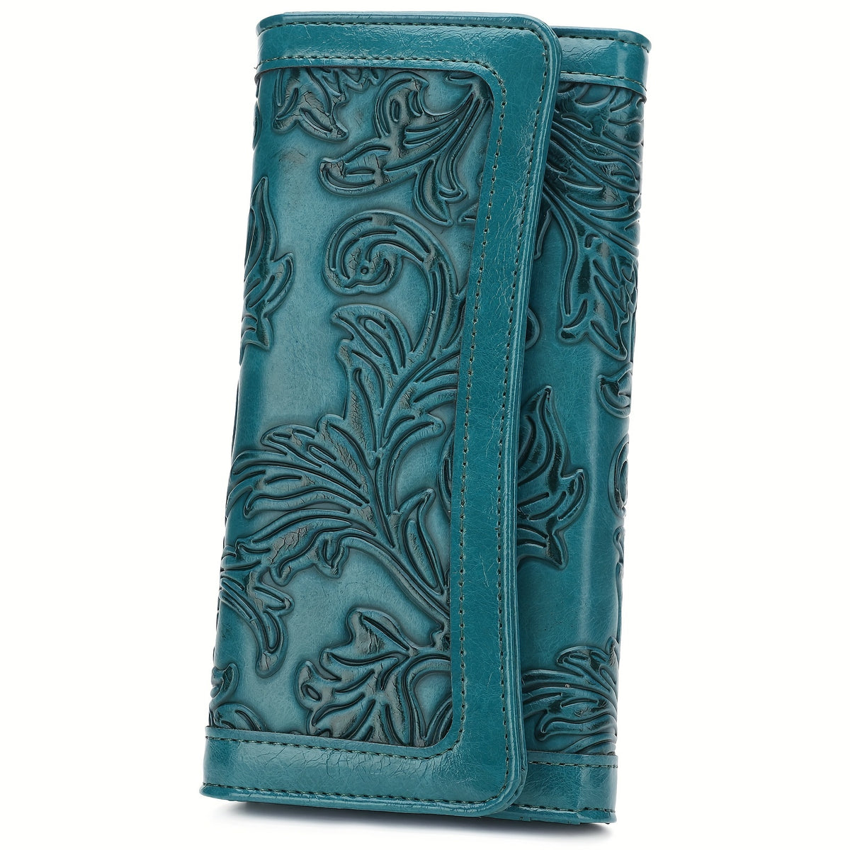 Embossed PU Wallet for Women with Trifold Long Clutch Design, Card Slots and Coin Pocket, Five Color Options for Cash, Receipts and Everyday Essentials