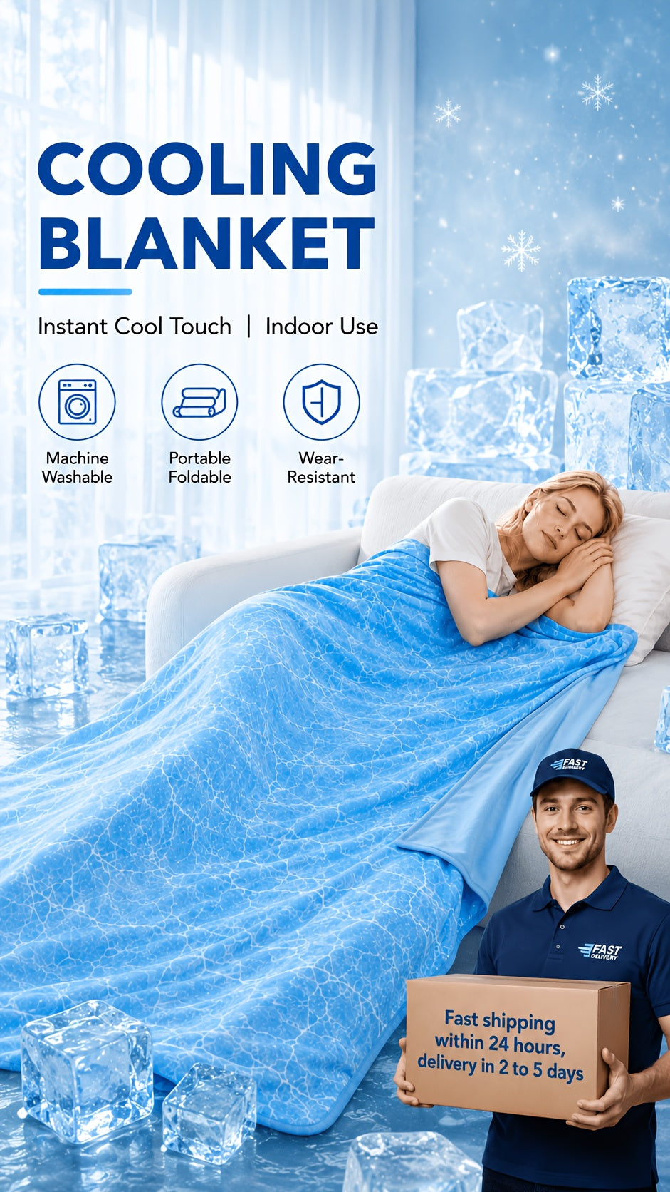 Cool-Touch Summer Blanket for Hot Sleepers, Lightweight Breathable Machine Washable Bed and Sofa Layer in Throw, Twin, Queen or King Sizes