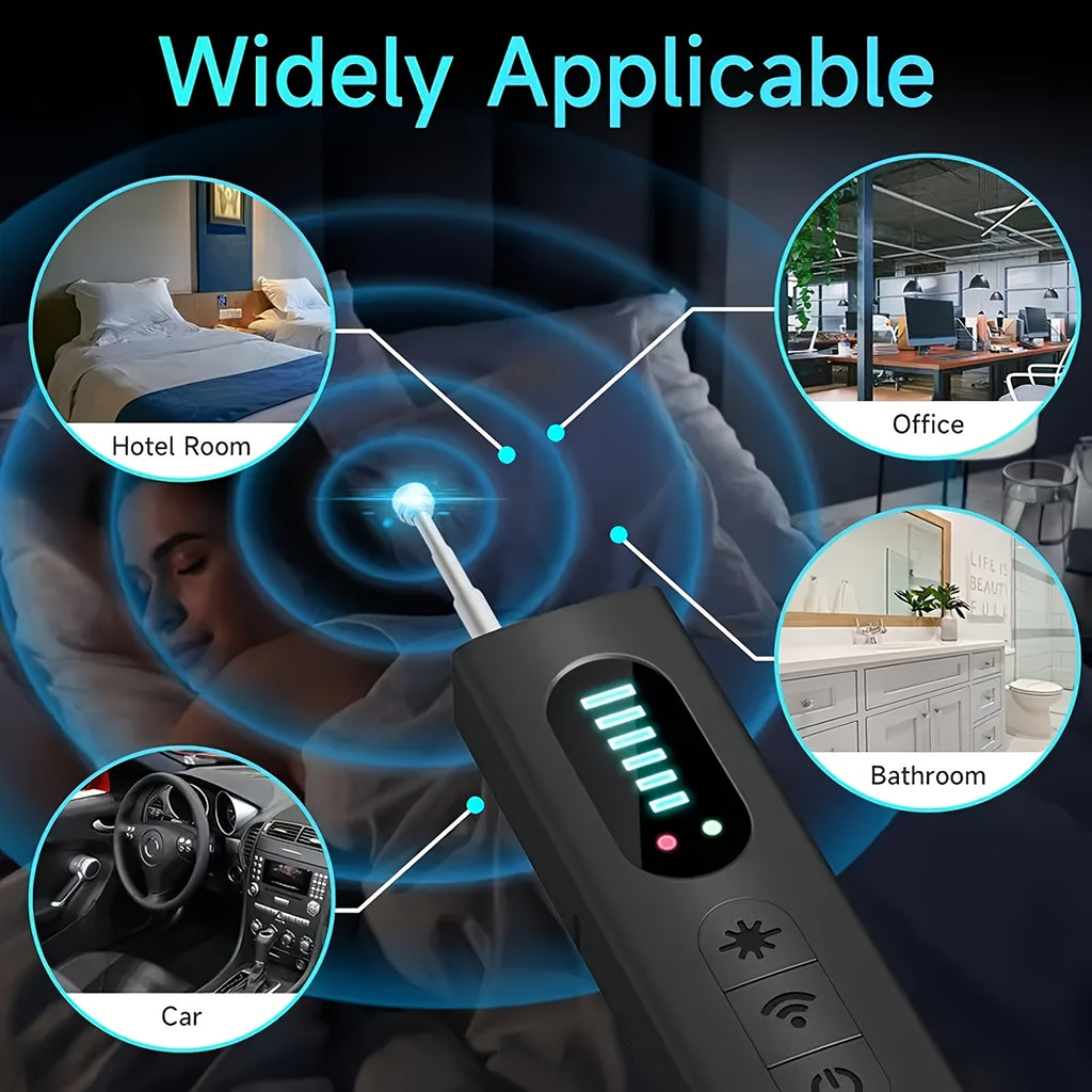 Hidden Camera Detector and RF Signal Scanner, Portable Rechargeable Anti-Spy Bug Finder for Hotel Travel, Home, Office and Car Checks
