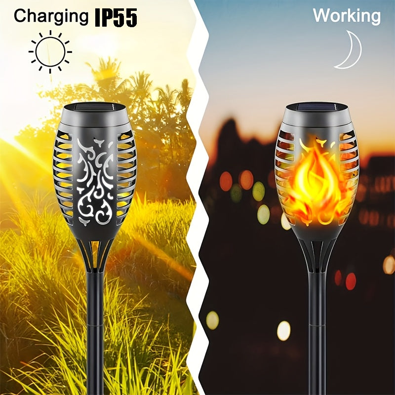 Solar Flickering Flame Lights for Outdoor Garden Decor, Auto On/Off IP55-Rated Landscape Lighting with 10, 12 and 24-Piece Options for Yard Parties