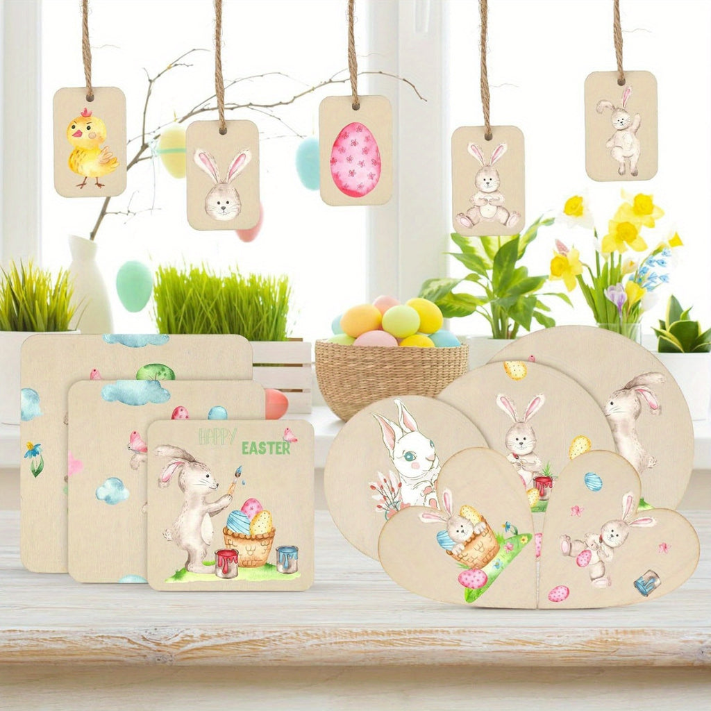 Wooden Craft Blanks in Round, Square and Heart Shapes, 130pcs or 65pcs with Twine Options for DIY Painting, Personalized Gift Accents and Wedding Decor