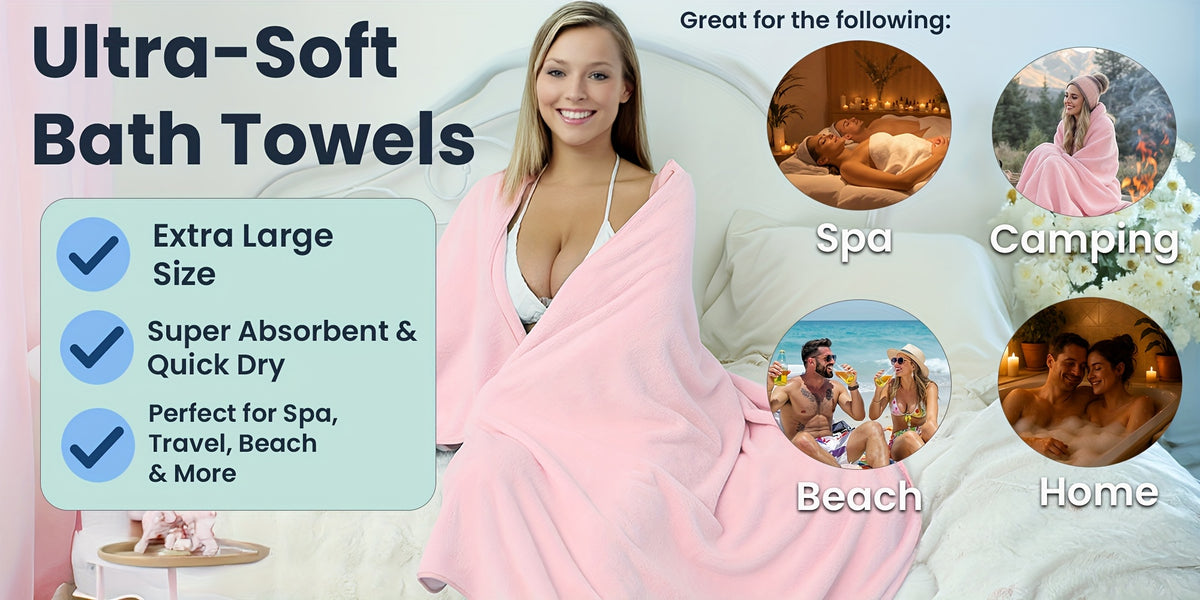 Four-Piece Mixed-Size Towel Set with One Listed Extra-Large Towel and Three Hand Towels, Eight Letter-Coded Options for Bathroom and Everyday Home Routines
