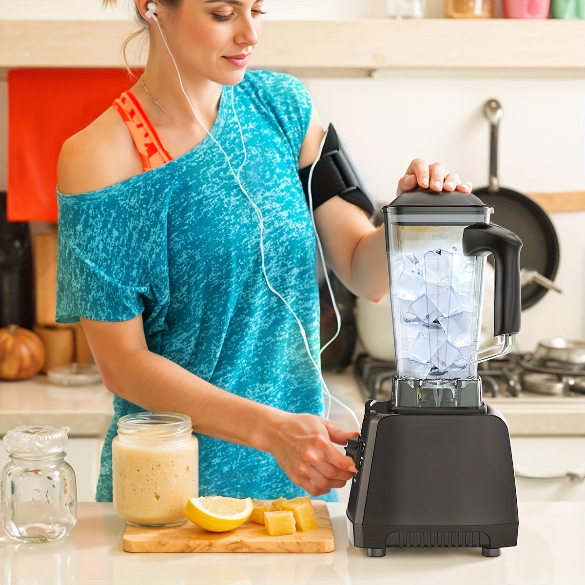 High Speed Blender 2400W, Professional Countertop Blender with 68oz Jar and Extra Container, 25000 RPM Smoothie Blender for Ice, Juices, Soups and Sauces, Kitchen Blender with Tamper