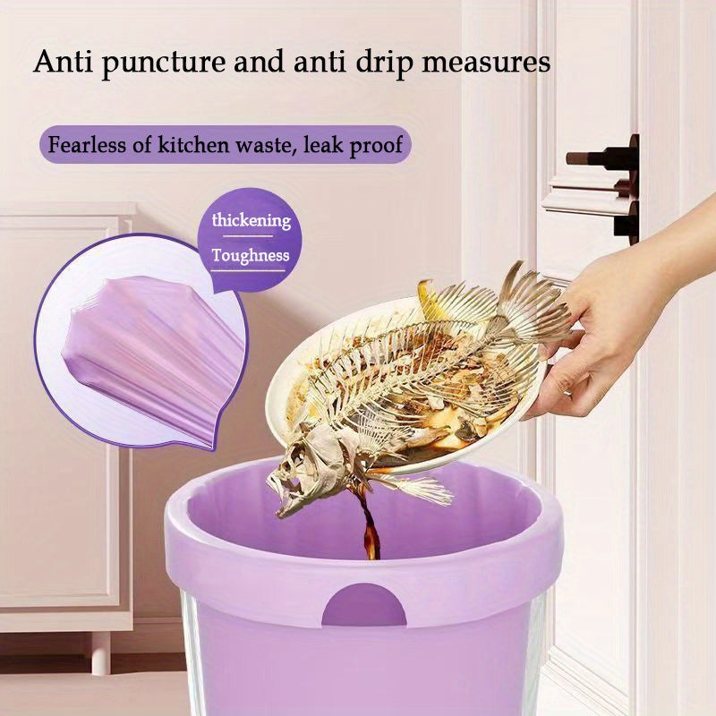 Purple Drawstring Trash Bags, 100-Count Plastic Household Bin Liners with Listed 17.72 x 17.72 Inch Size for Kitchen, Bathroom, Bedroom and Living Room