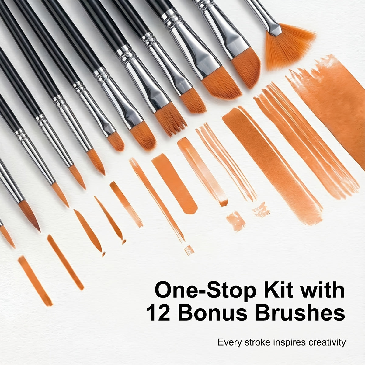 Acrylic Painting Kit with Brushes, 24 Paint Colors and 12 Art Brushes for Canvas, Ceramic and Fabric Projects, Creative Supplies for Beginners and Artists