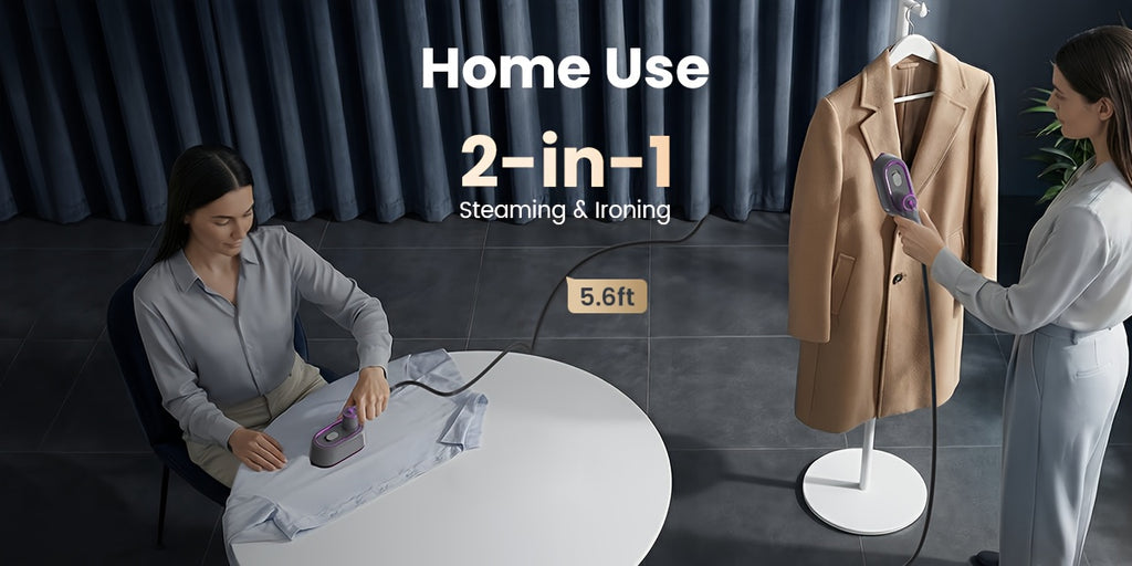Mini Travel Steam Iron with Foldable 180-Degree Handle, Portable Handheld Garment Steamer for Compatible Clothing, Dry Ironing and Everyday Wrinkle Care