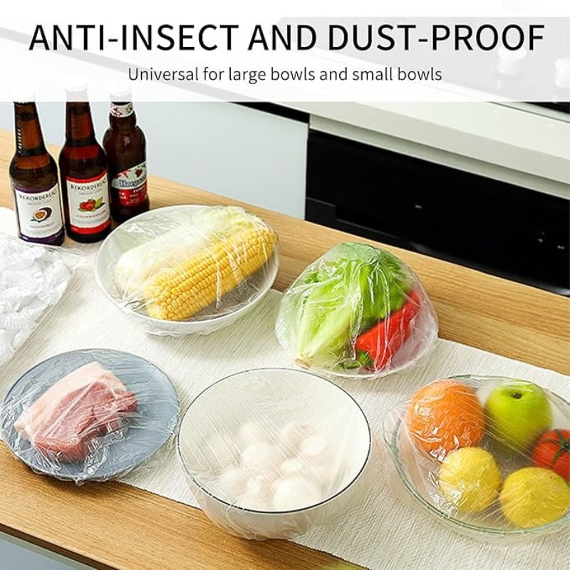 Elastic Bowl and Plate Covers, Stretchable Plastic Cover Packs of 51, 102 or 203 Pieces in Clear or Colorful Options for Home Kitchens and Picnic Dishes