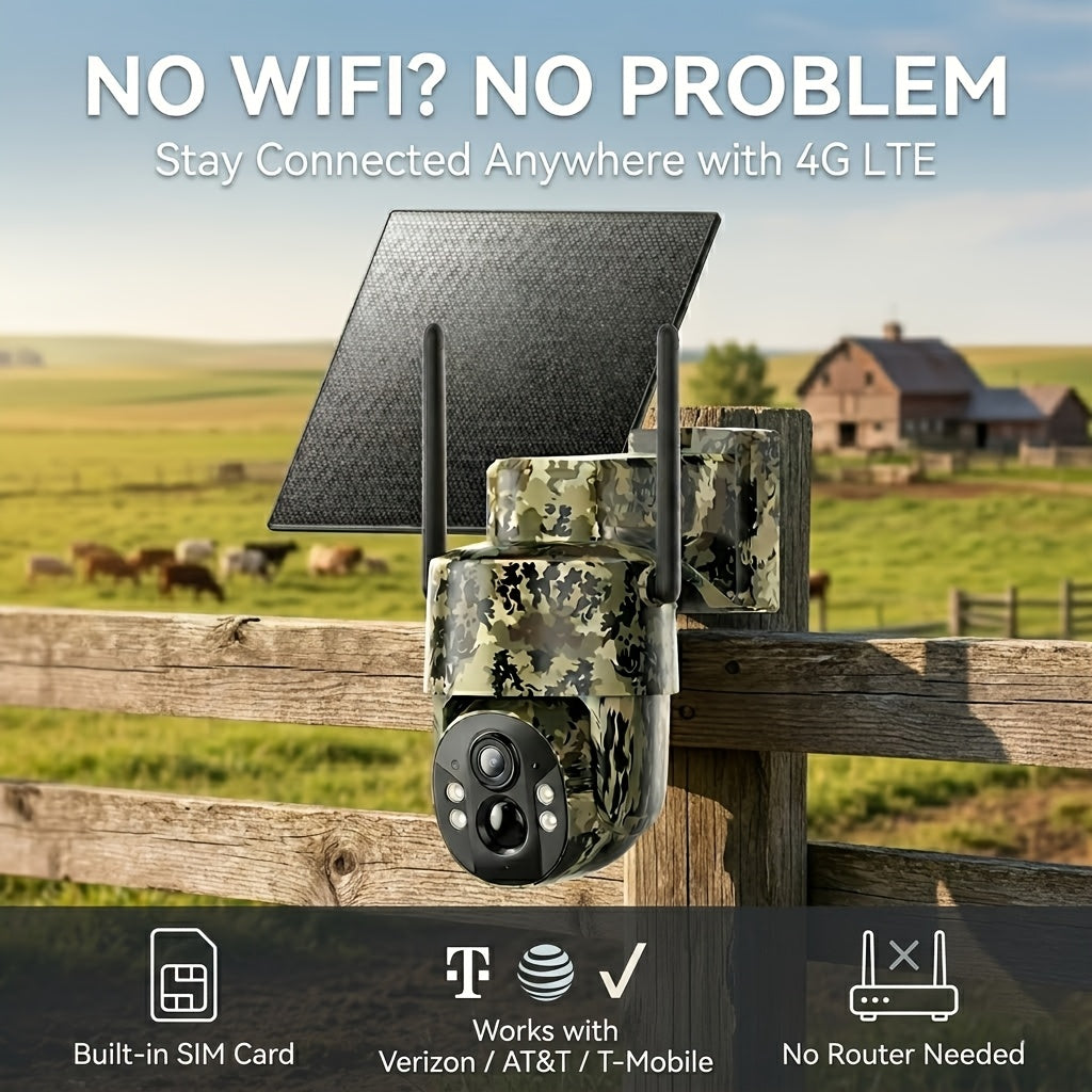 Cellular Game Camera with 4G LTE, Solar Charging, Phone App Live View and Night Vision, Motion Detection and Two-Way Audio in Camouflage 1-Pack or 3-Pack