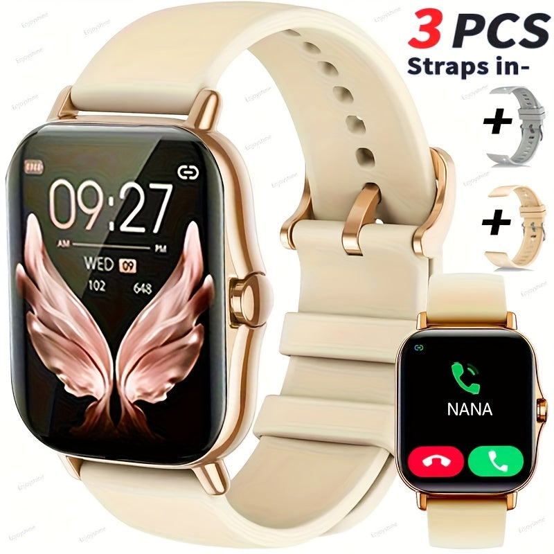 Smart Watch with Dual TPU Straps, 1.83-Inch Full Touchscreen, Wireless Calling and Message Alerts, Pedometer and Sports Modes for Men and Women