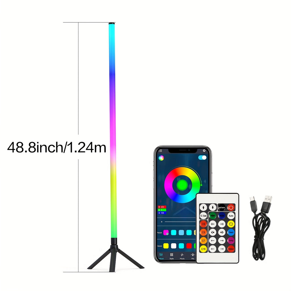 Corner Floor Lamp RGB 16 Million Colors, 48.8/50-inch Smart Ambient Light with Music Sync, Remote & APP Control, Timer, 2-Pack, Dimmable Mood Lighting for Living Room, Bedroom, Game Room, Dorm