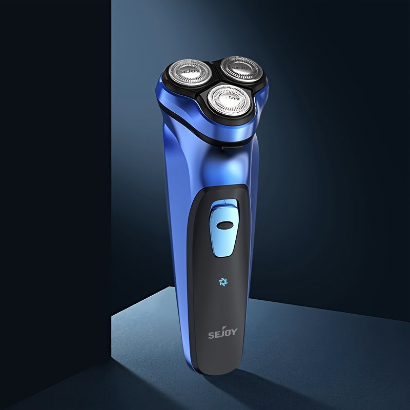 Sejoy Men's Electric Shaver with Pop-Up Trimmer, 3D Floating Head and LCD Display, Listed One-Hour Fast Charging in Blue, Light Blue or Gray
