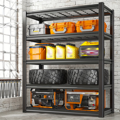Metal Mesh Storage Shelving with Adjustable Shelf Heights, 72-Inch Utility Rack with Interlocking Assembly for Garage, Pantry and Basement Organization