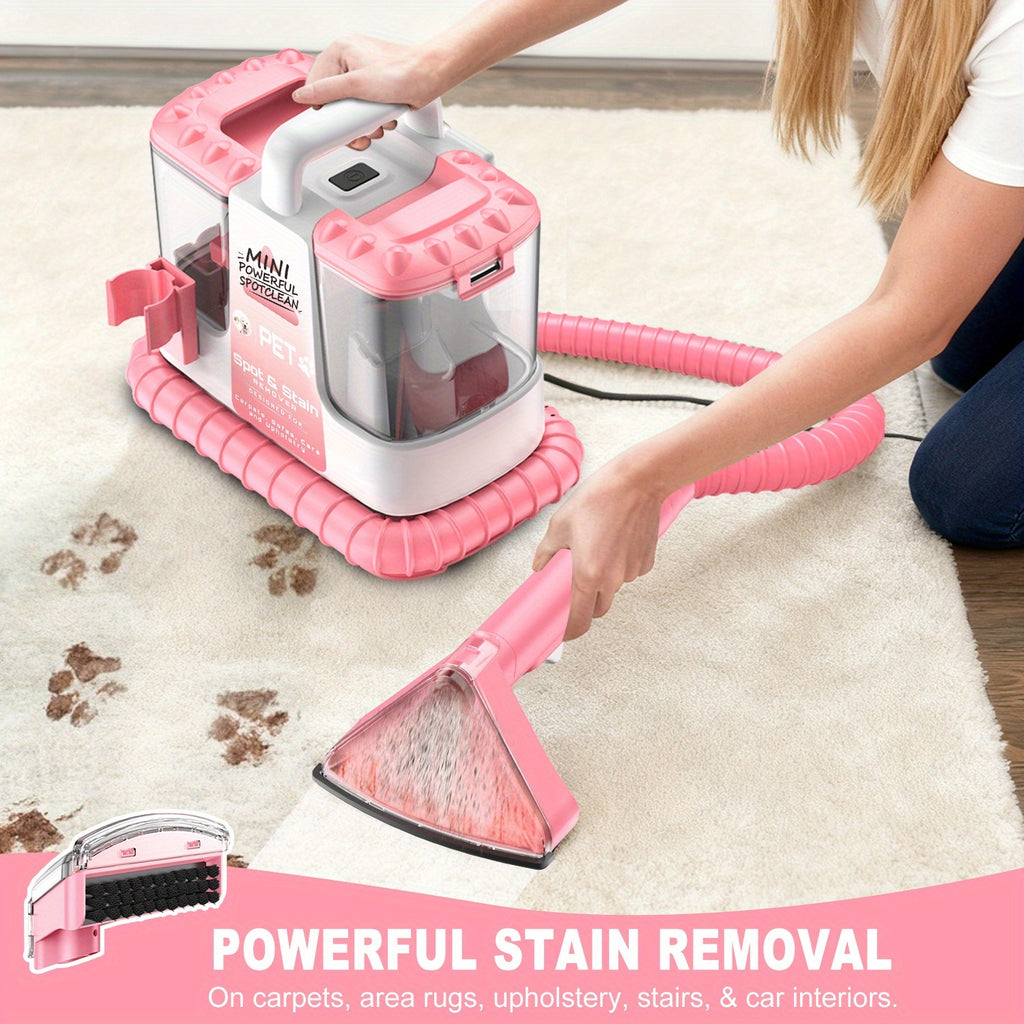 Dual-Brush Carpet Spot Cleaner with Listed 30 Oz Tank, 25kPa Suction and Self-Cleaning System, Pink, Violet or New Blue Options for Compatible Upholstery and Car Fabrics