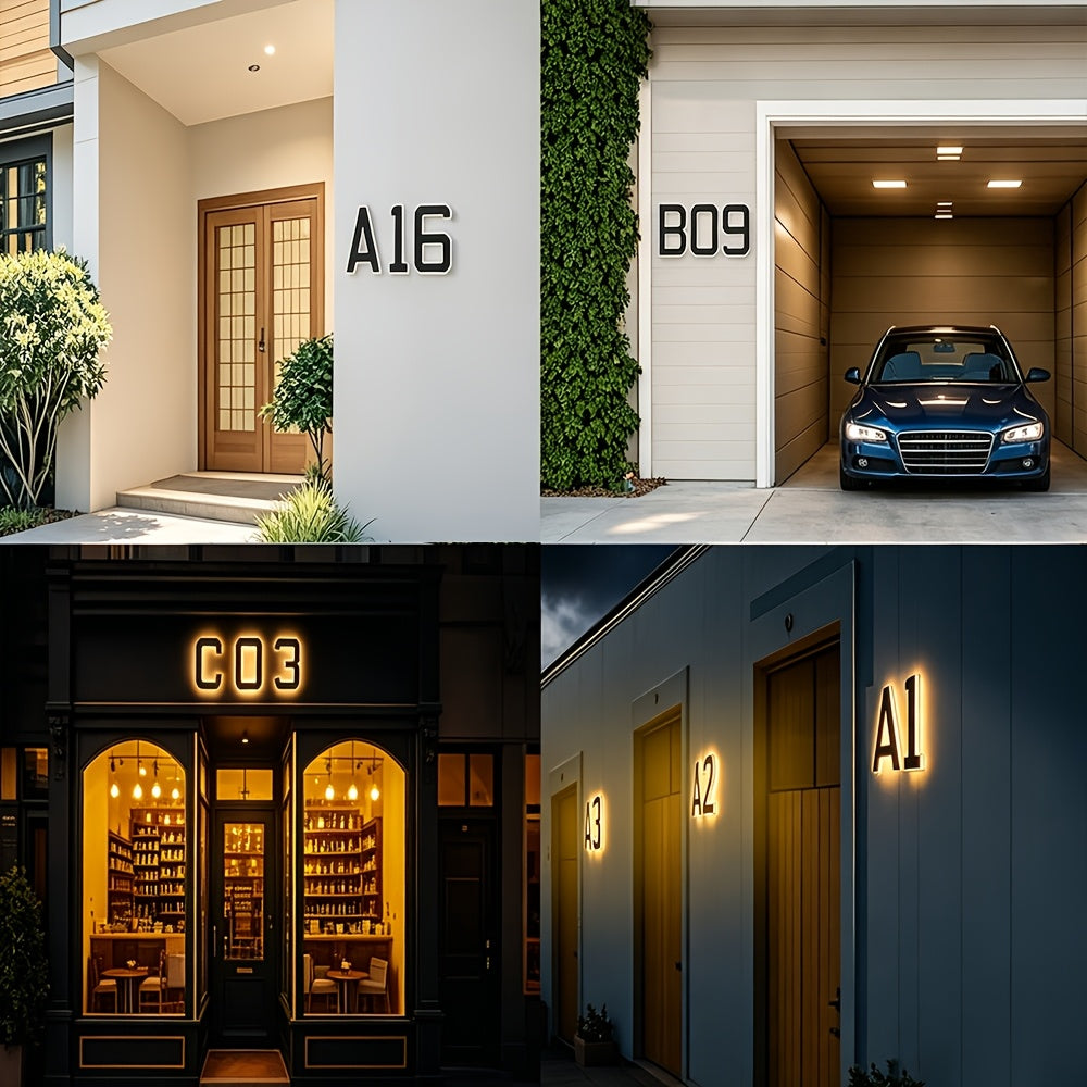 Solar House Number Light, 9-Inch Individual Number and Letter Options with Automatic Light Sensor for Porch, Courtyard Wall and Residential Address Display