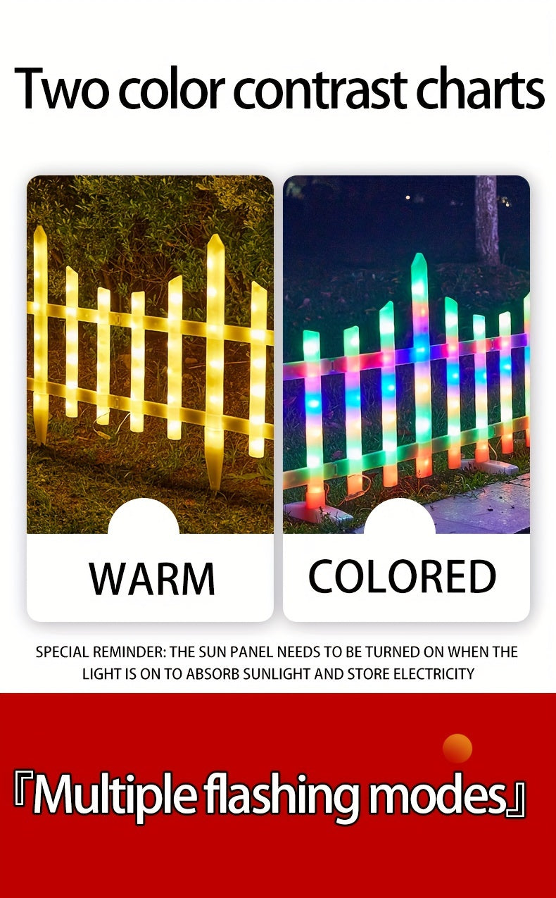 Warm Color Solar Decorative Lights, 8-Piece Pack with 110.24-Inch Size Label for Outdoor Garden, Fence, Lawn and Pathway Accents or Seasonal Holiday Displays