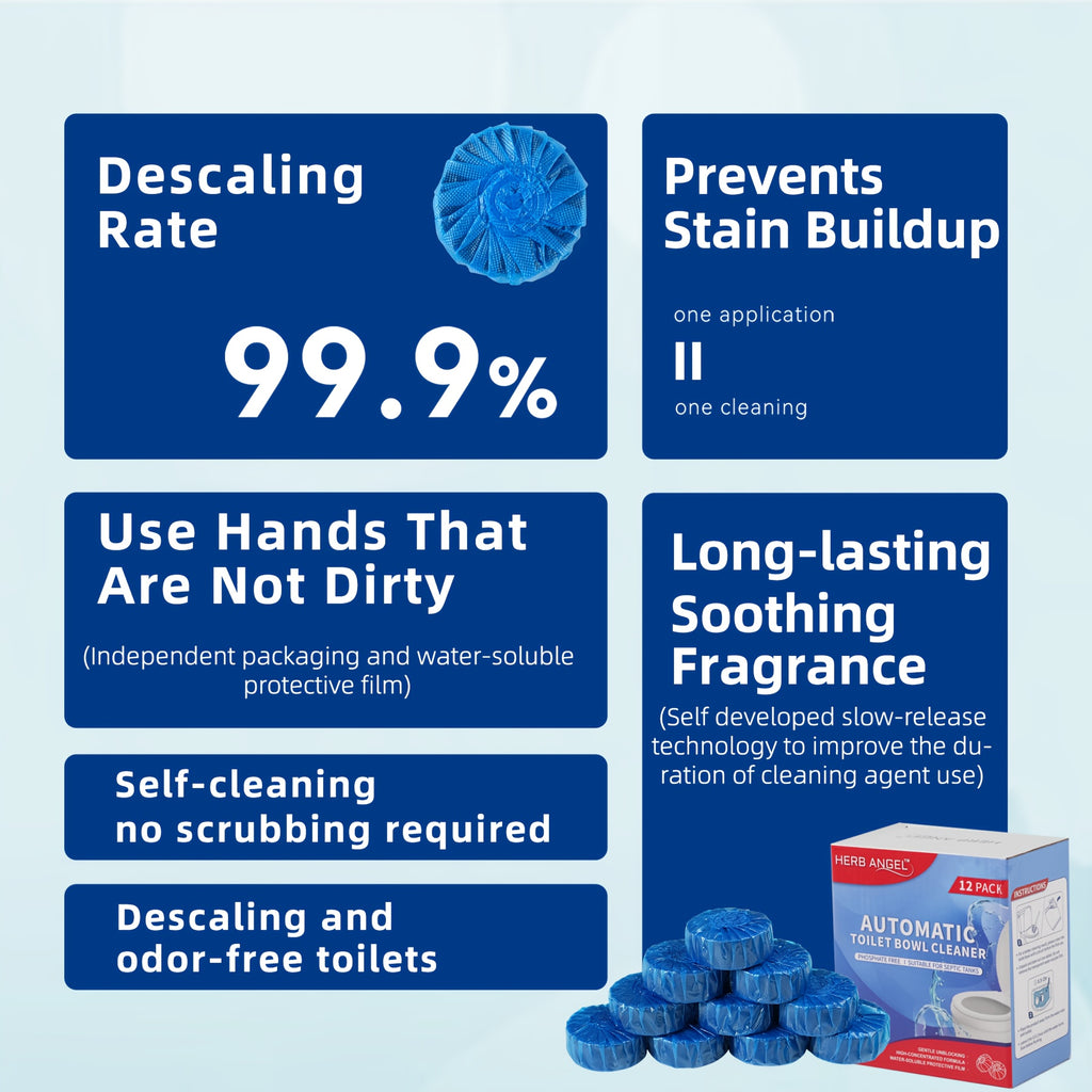 Blue Toilet Cleaning Tablets with Listed Ocean Fragrance, Automatic Toilet Bowl Cleaner Blocks in 24, 32, 48, 64 and 105-Count Options for Bathroom Care
