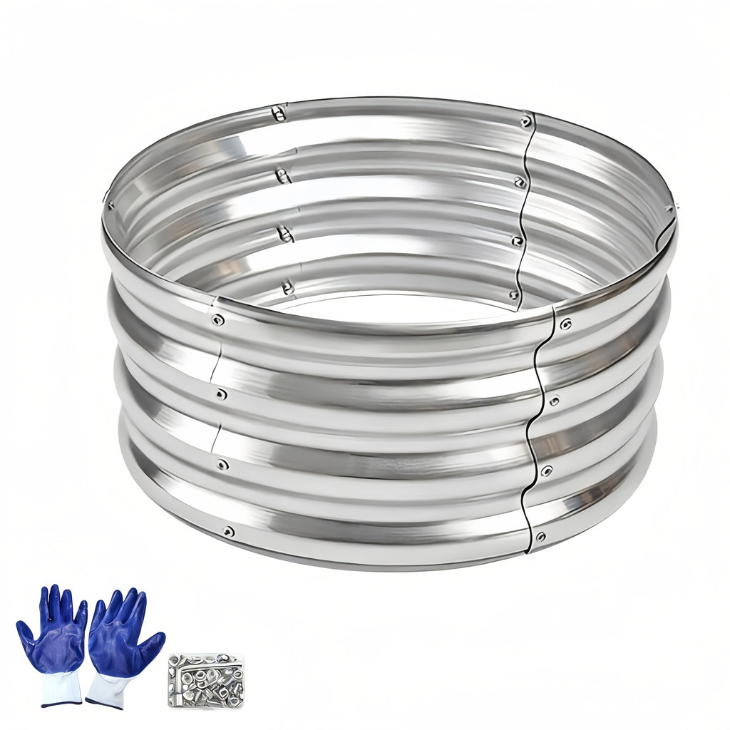Raised Garden Bed Kit with Galvanized Metal Planter Wording, 2x2x1ft Single or 4x2x1ft One-, Two- and Four-Piece Options for Outdoor Backyard Planting Projects