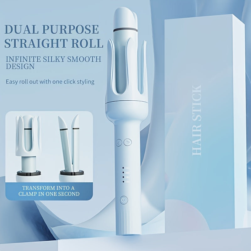 Hair Straightener and Curler Combo by A&Bhair, Blue Upgraded Model with Listed Ceramic PTC Plates, Multiple Temperature Modes, Negative Ions and Auto Shut-Off