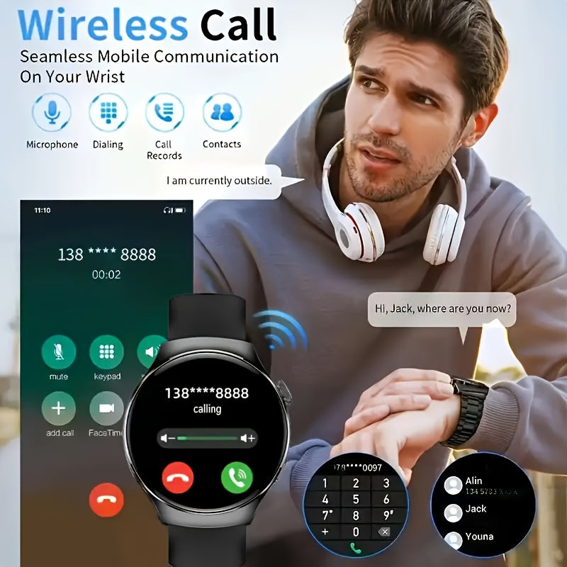 Bluetooth Call Smart Watch for Men and Women, Silicone Strap Smartwatch with Call Answering & Dialing, Fitness Tracker, Pedometer, Calorie Counter, Sport Modes, Remote Camera, Music Control, Alarm