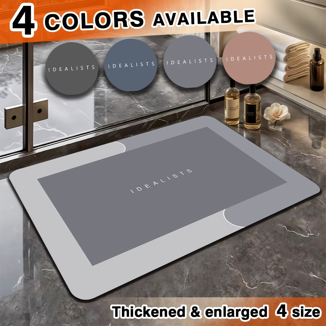 Soft Diatomaceous Earth Bath Mat, Absorbent Quick-Drying Bathroom Floor Mat in Dark Gray, Blue, Light Gray or Pink with Four Size Options for Home Use