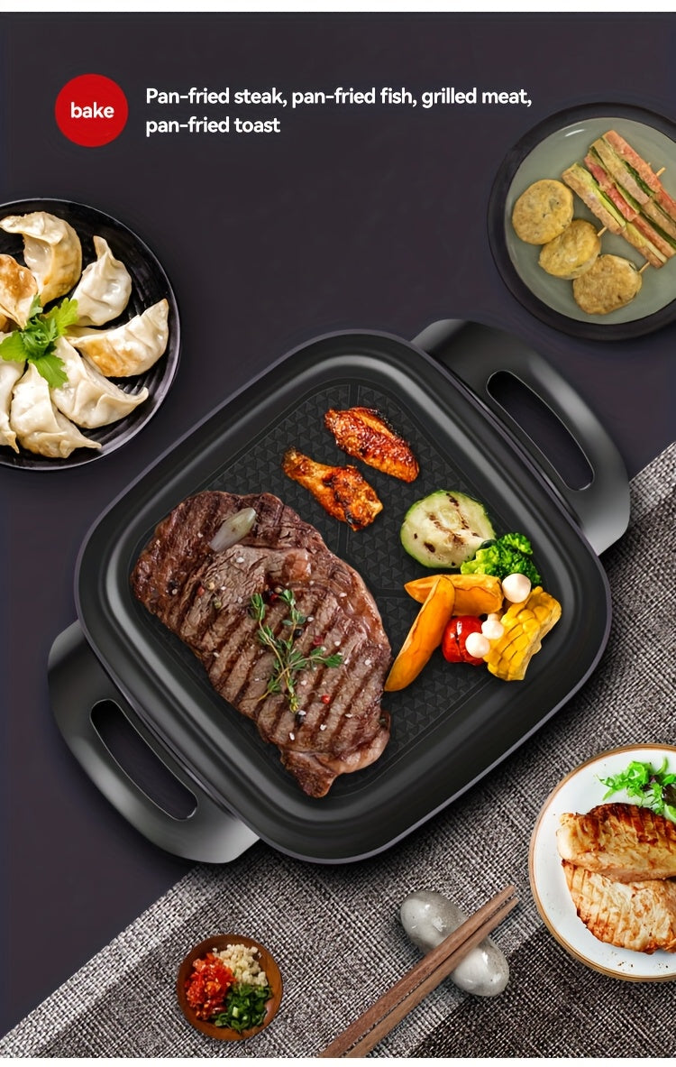 Electric Frying Pan with Lid in Black, Nonstick Cooking Pot with Listed Constant Temperature Control for Stir-Frying, Steak Preparation and Home Kitchen Meals