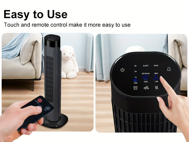 31-Inch Oscillating Tower Fan with Listed Remote Control, Three Speeds and 7.5-Hour Timer, White Option Labels for Bedroom, Living Room and Office Airflow