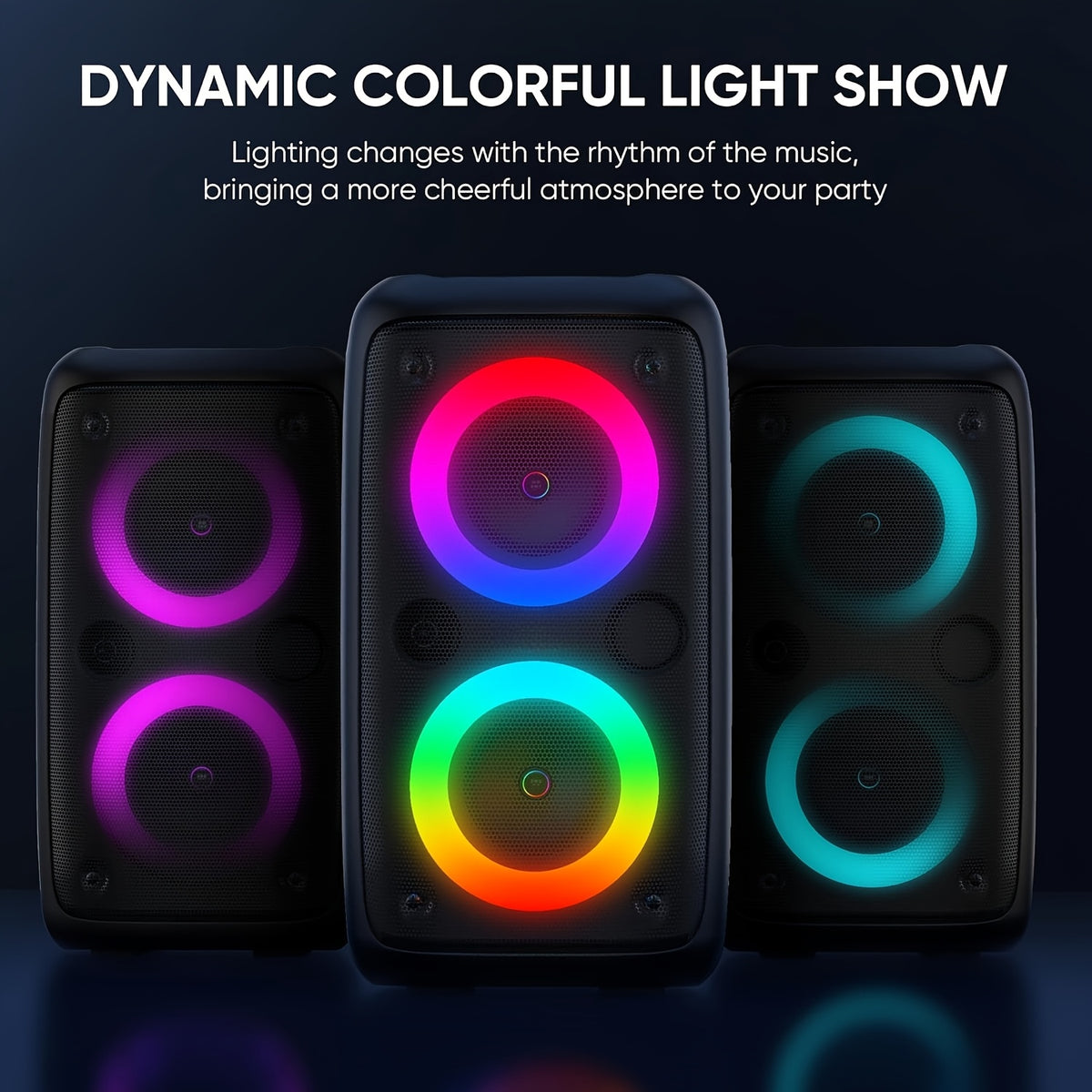 Karaoke Machine with Microphone Options, Portable Bluetooth Speaker with LED Lights, Dual Speakers, TF Card, USB, AUX & TWS for Adults and Home Parties