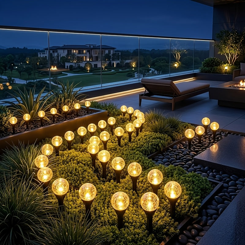 Solar Garden Accent Lights with 50-LED Style Labels, Colorful Floor Cushion, White Flame Star Ring or Warm Ground Spike Options for Yard and Holiday Decor