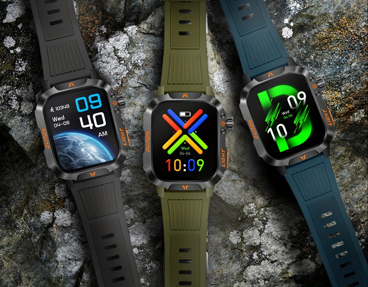 Outdoor Calling Smartwatch with Listed Compass, Altimeter, Barometer and LED Flashlight, 600mAh Battery and Sleep Tracking in Five Style Labels for Men