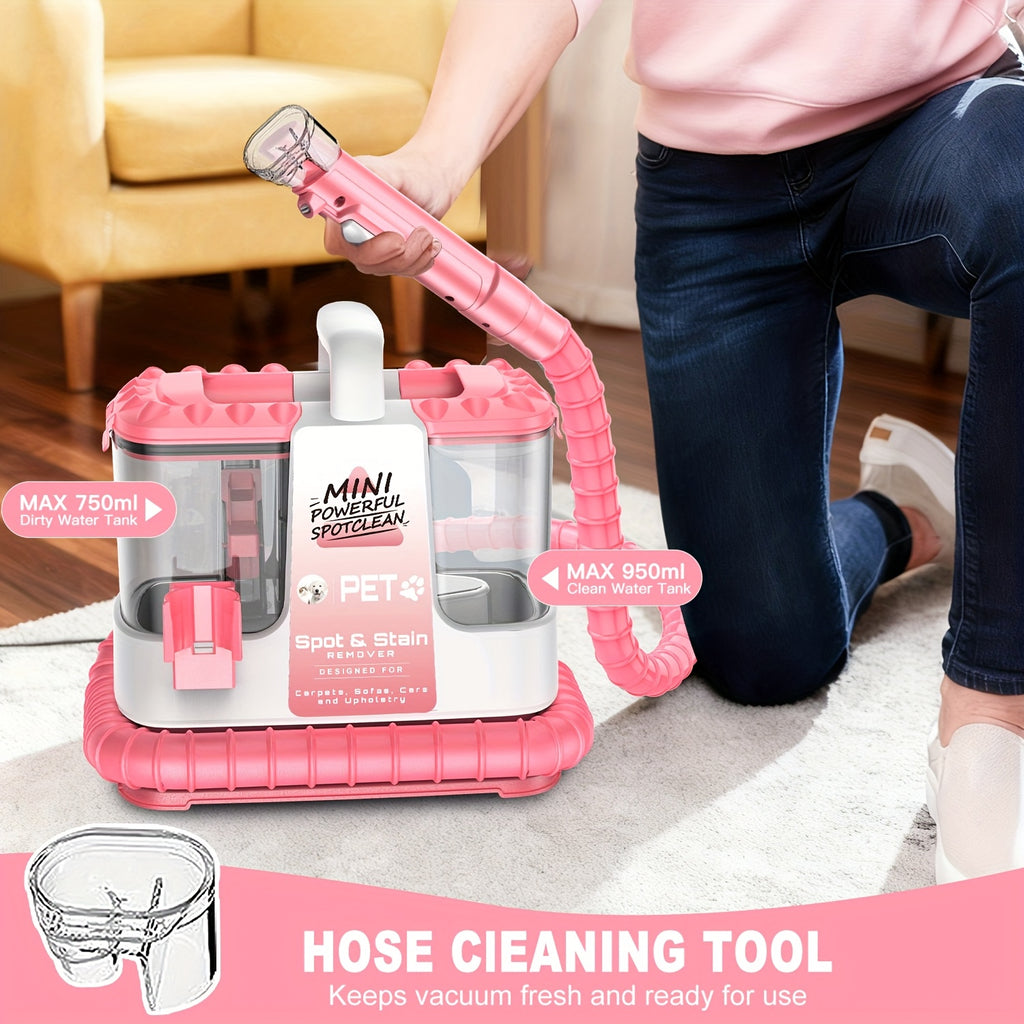 Dual-Brush Carpet Spot Cleaner with Listed 30 Oz Tank, 25kPa Suction and Self-Cleaning System, Pink, Violet or New Blue Options for Compatible Upholstery and Car Fabrics