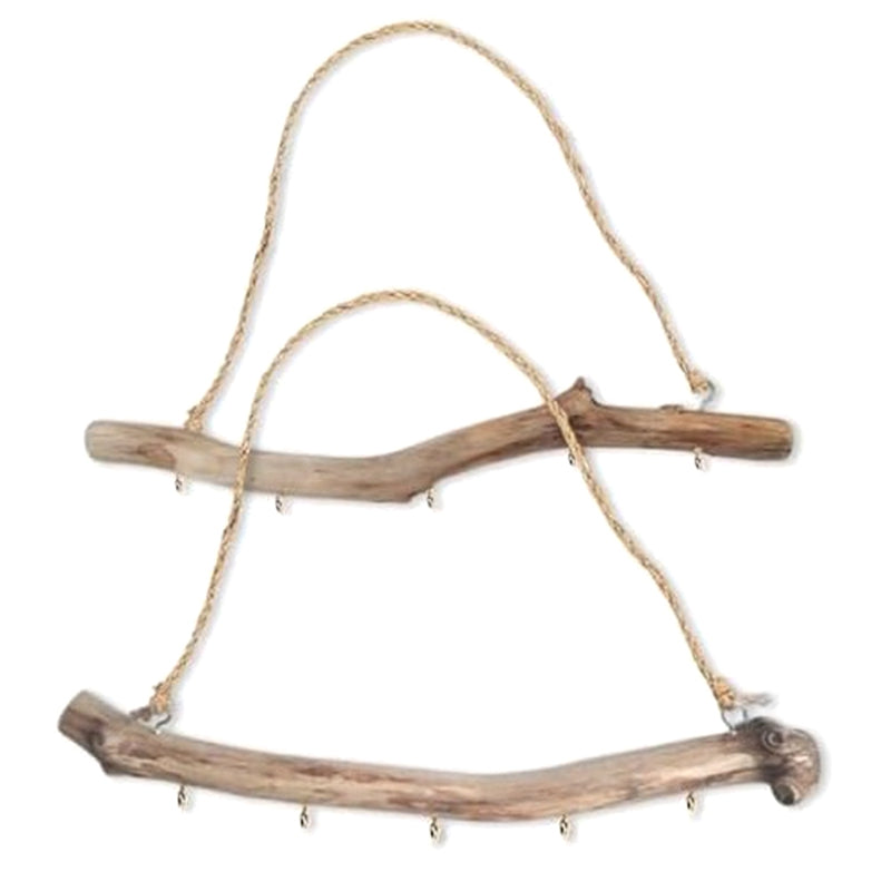 Driftwood Jewelry Wall Organizer with Five Metal Hooks, Approximately 36cm Natural Branch Necklace and Bracelet Rack for Rustic, Boho and Farmhouse Room Displays