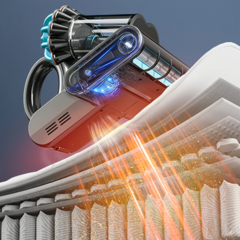 Corded Mattress Vacuum Cleaner in Blue with Listed 550W Motor, 20kPa Suction and Dual Dust Cups, Rotating Brush Bed Vacuum for Compatible Couch and Pillow Fabrics
