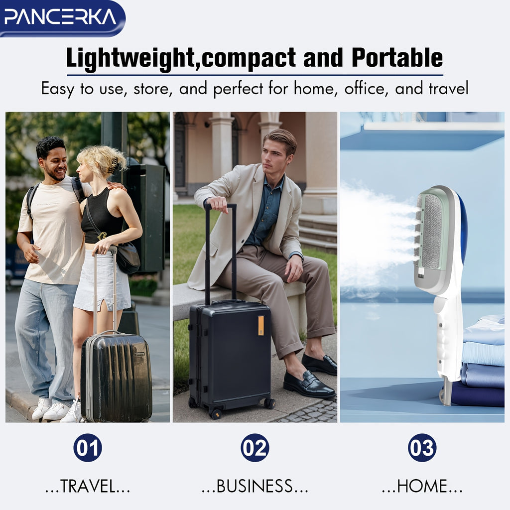 PANCERKA Portable Steam Iron for Clothes with Listed 25-Second Heat-Up, Horizontal and Vertical Steaming and Dry Ironing in Blue or Green