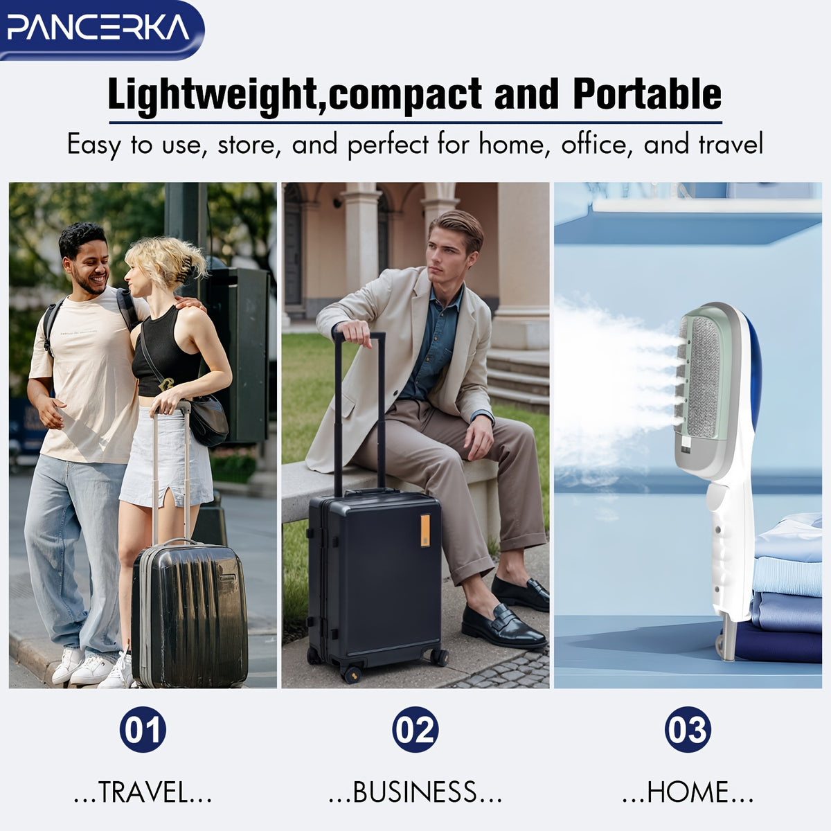 PANCERKA Portable Steam Iron for Clothes with Listed 25-Second Heat-Up, Horizontal and Vertical Steaming and Dry Ironing in Blue or Green