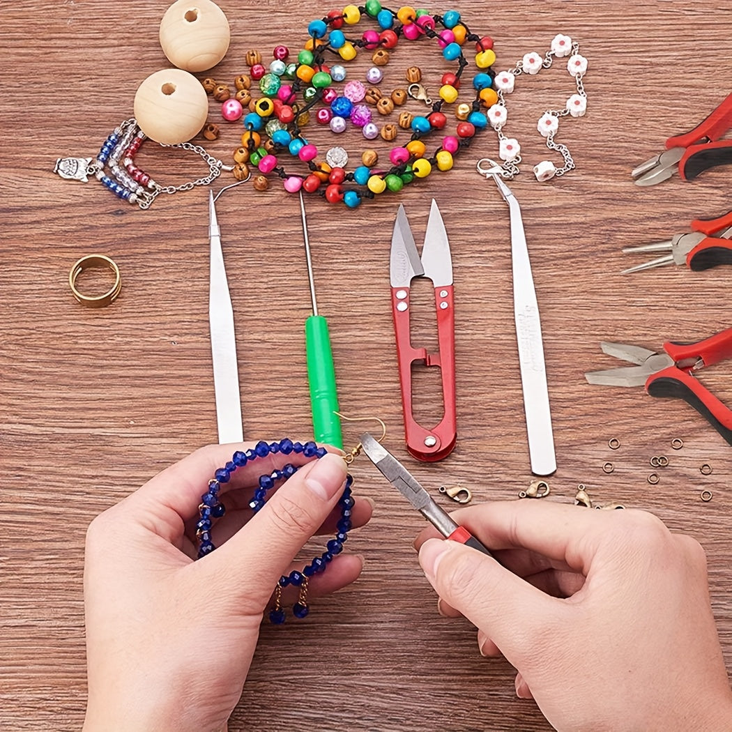 Jewelry Making and Repair Tool Set with Listed Portable Handbag Design, Tool-Only or Metal Accessory Option for DIY Necklace, Bracelet and Earring Projects