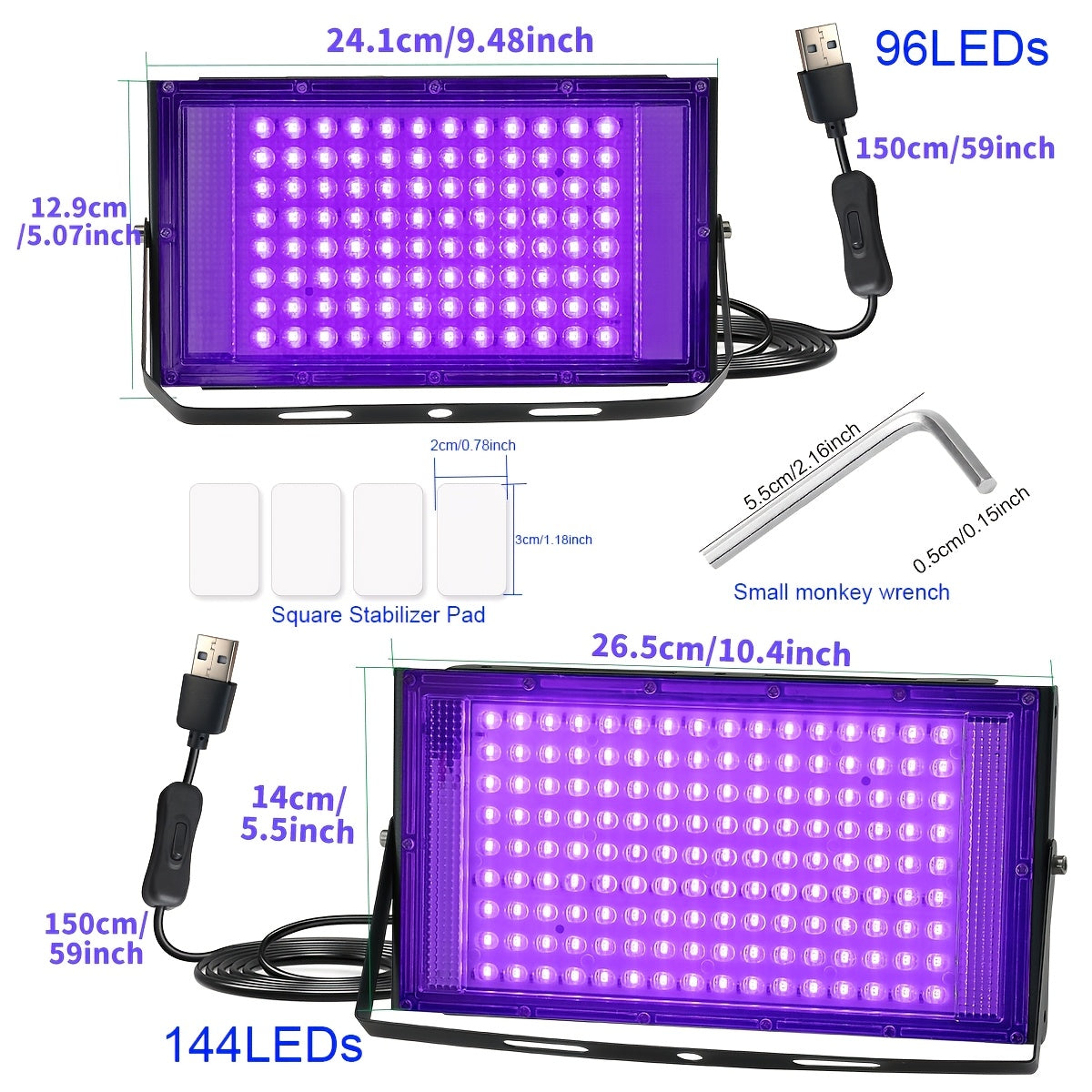 Resin Curing Lamp in Dark Violet with 96 or 144 LED One-Pack Options and USB Power Reference for Compatible Resin Jewelry Making and Mold Crafts