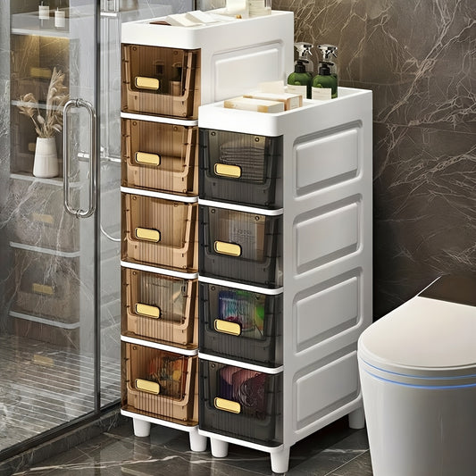 Slim Storage Cabinet with Drawers and Listed PP Material, Three-, Four- or Five-Layer and Six-Drawer Options for Bathroom, Kitchen and Small-Space Organization