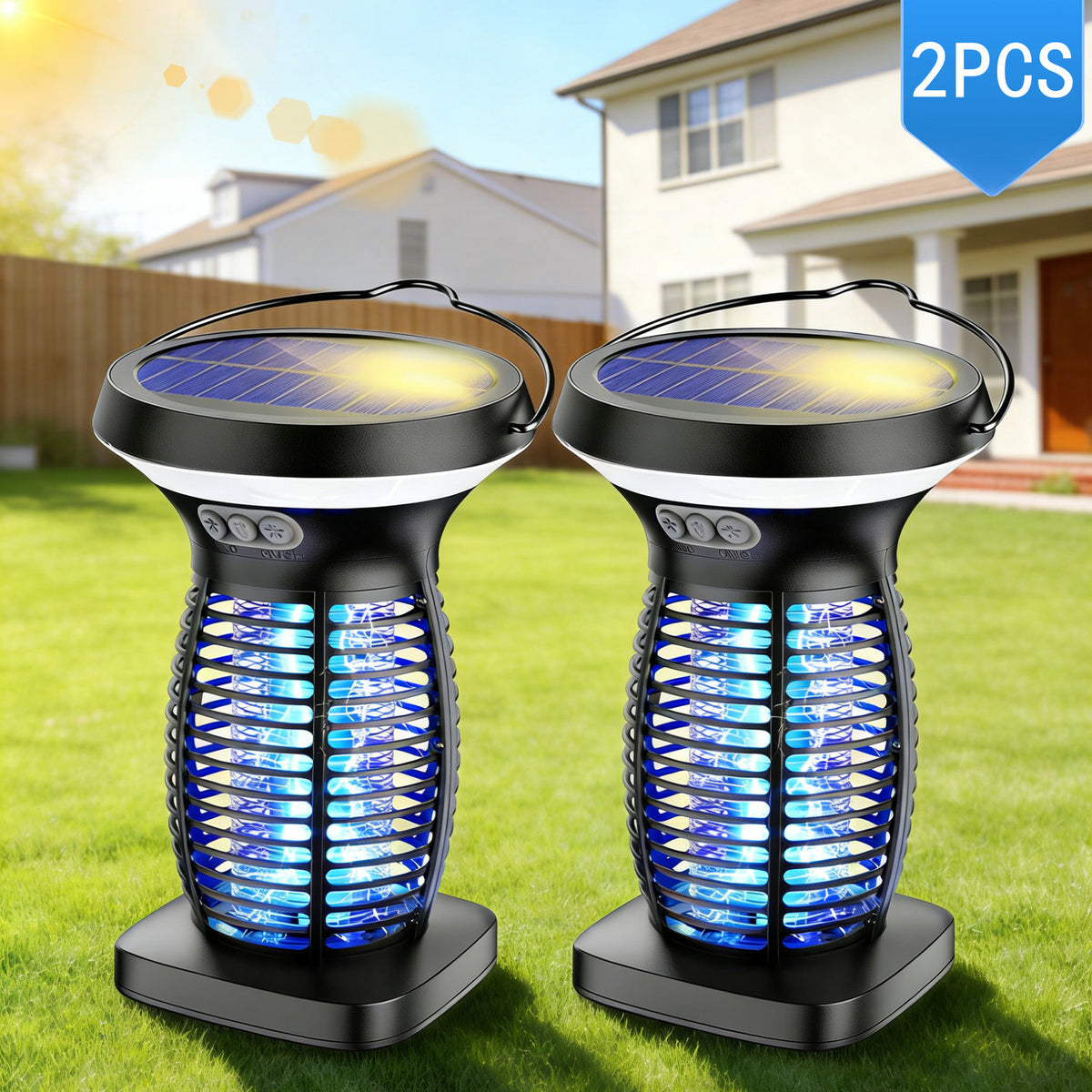 3-in-1 Solar Bug Zapper with LED Light and SOS Mode, USB-C Rechargeable Electric Insect Trap with Auto On-Off for Patio, Garden and Camping