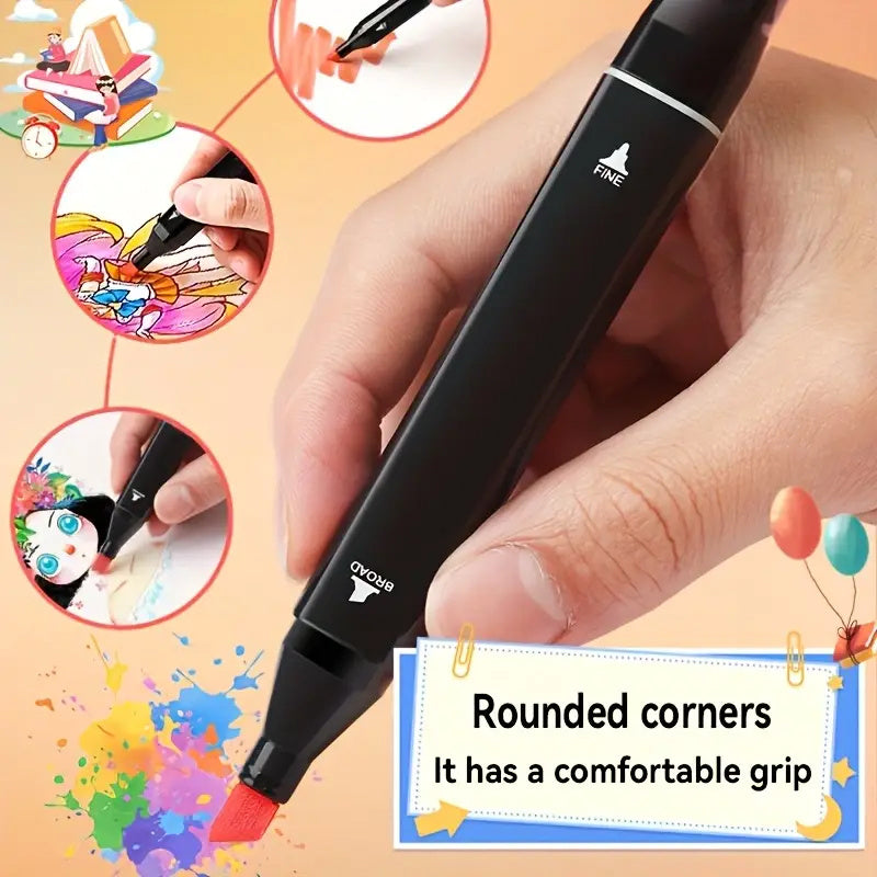 169-Piece Art Marker Assortment with Dual-Tip Drawing Pens for Adult Sketching, Illustration, Animation Design, Highlighting and Creative Drafting