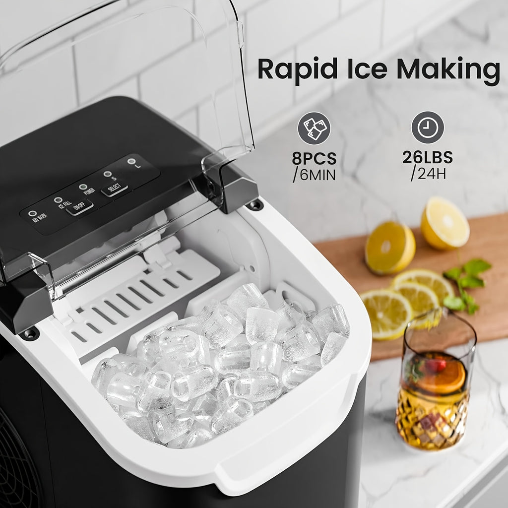 Pebble Ice Maker Countertop, 35lbs/Day Nugget Ice or 26lbs/Day Bullet Ice Machine with One-Click Operation and Self-Cleaning, Ice Basket and Scoop Included for Home, Kitchen and Office