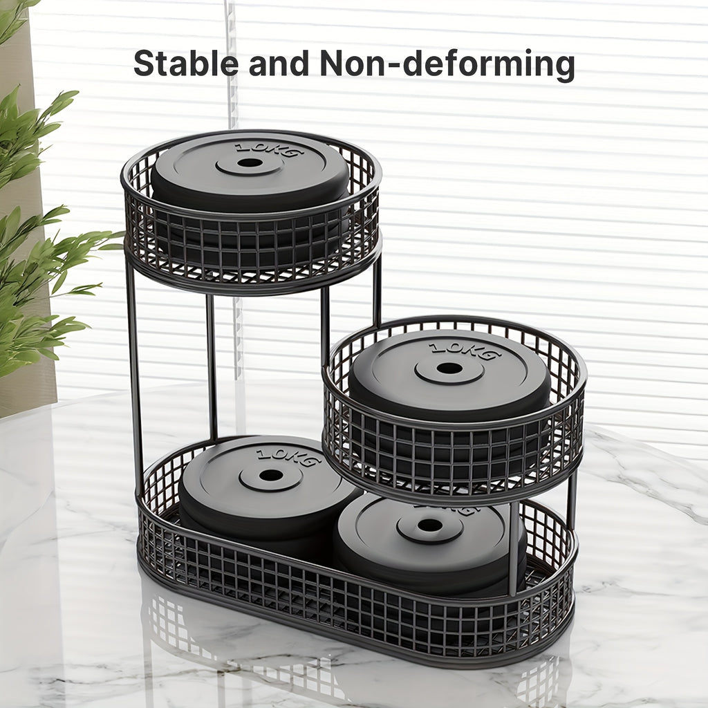 3-Tier Metal Fruit Basket for Kitchen Organization, Large Capacity Produce, Bread and Snack Storage with Black and 3 tier-Golden Option Labels