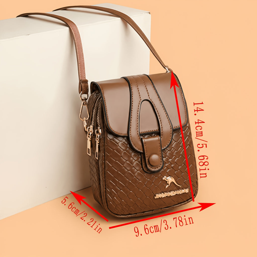 Woven-Style Square Crossbody Bag for Women, XYXDLM Purse with Detachable Shoulder Strap in Red, Black or Coffee for Shopping and Dinner Outfits