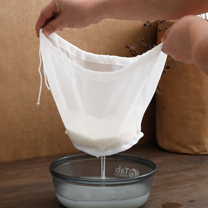 Wide Mouth Reusable Filter Bag, One White Fine Mesh Beverage Strainer for Coffee, Juice, Soy Milk and Home Kitchen Drink Preparation