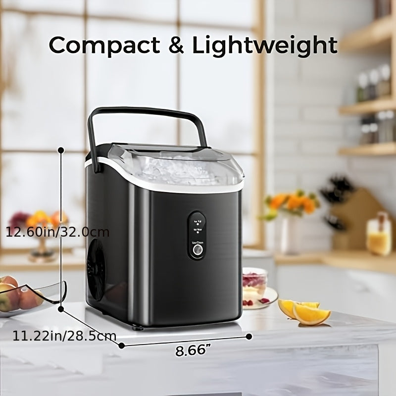 Countertop Ice Maker with Black Bullet Ice or Black and Stainless Steel Silvery Nugget Ice Options, Listed 26 or 35lb Daily Output for Home Kitchen Drinks