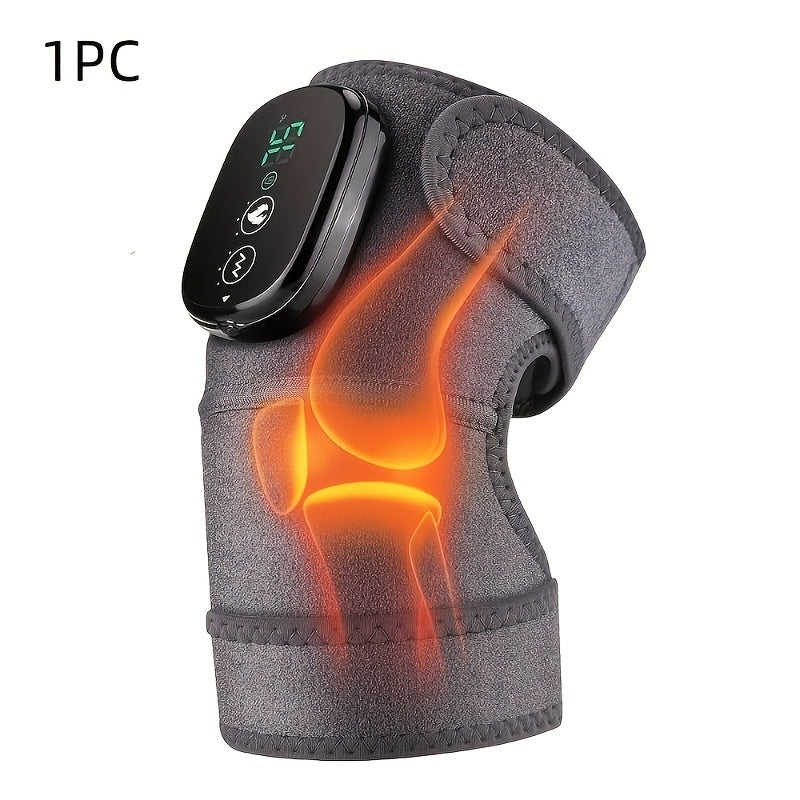 Heated Knee Massager in Gray with Vibration and Wireless Design, Single-Piece Heating Pad with Listed Knee, Shoulder and Elbow Uses for Adult Comfort Routines