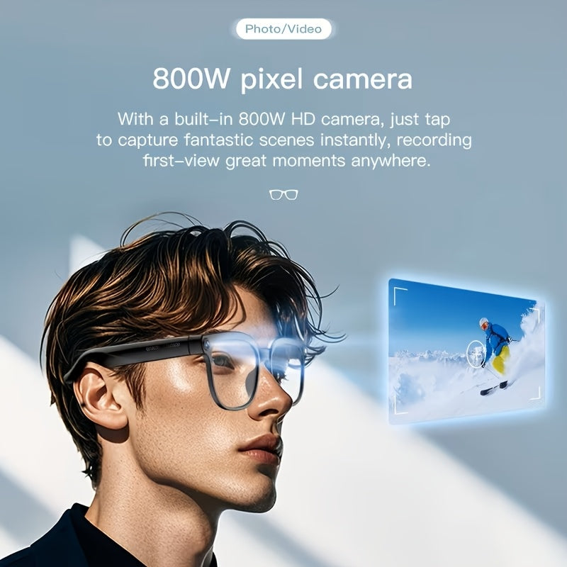Smart Video Recording Glasses with Listed 1080P Video, 8MP Wide-Angle Camera, 163-Language Translation, Wireless Music and Calls in Black M02S or M08 Options
