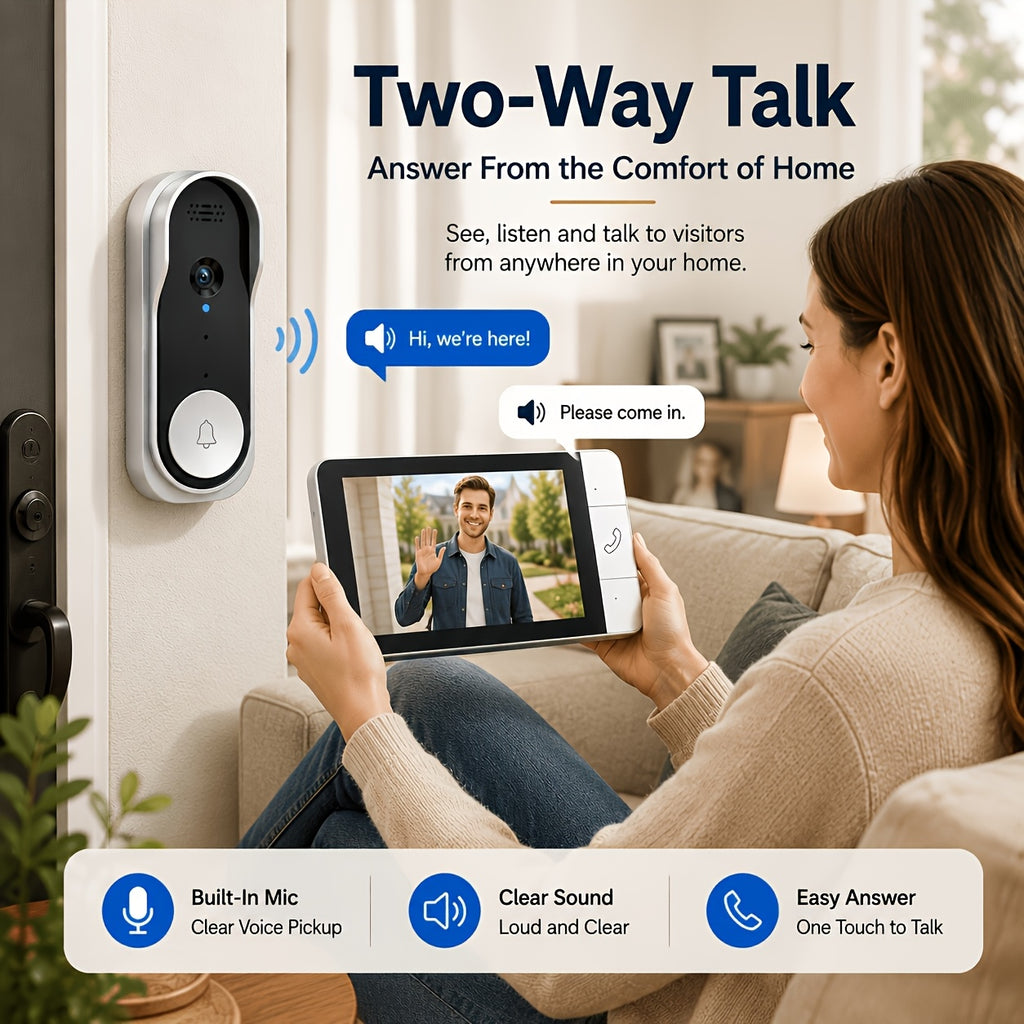 1080P Upgraded Wireless Video Doorbell, No Wi-Fi Required, 4.3" Display, 2.4G Wireless Signal, Full Body View, No Monthly Fees, Two-Way Talk, Indoor Chime, Rechargeable Battery, Motion Detection, Auto Capture, Free Cloud And TF Card Storage
