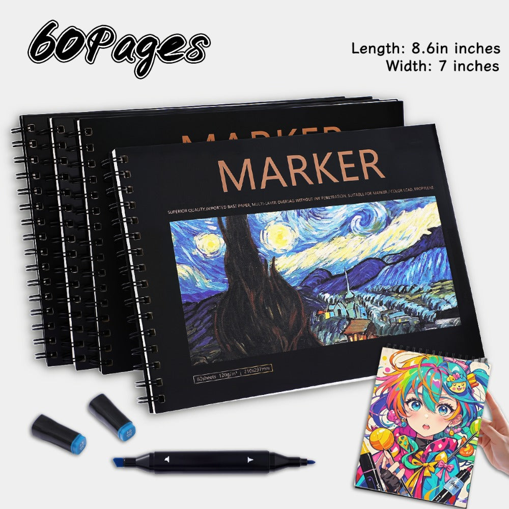 Dual-Tip Alcohol Ink Art Pen Set with 169, 205 or 263-Piece Options, Drawing and Sketching Supplies for Adult Illustration, Highlighting and Handmade Cards