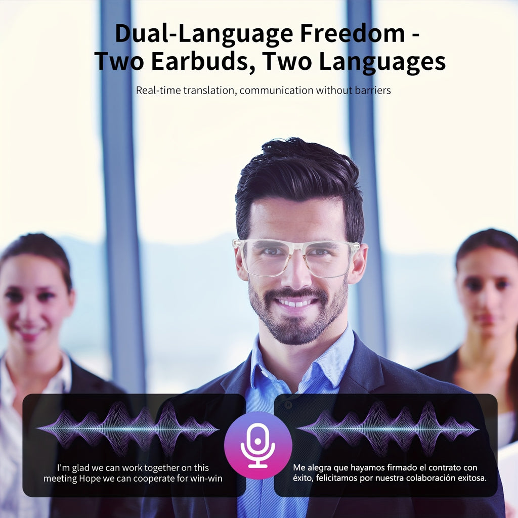 Smart Audio Translation Glasses with Built-In Microphone and Speaker, M09A, YX04 and Translucent Pink Options for Travel Conversations, Calls and Office Use